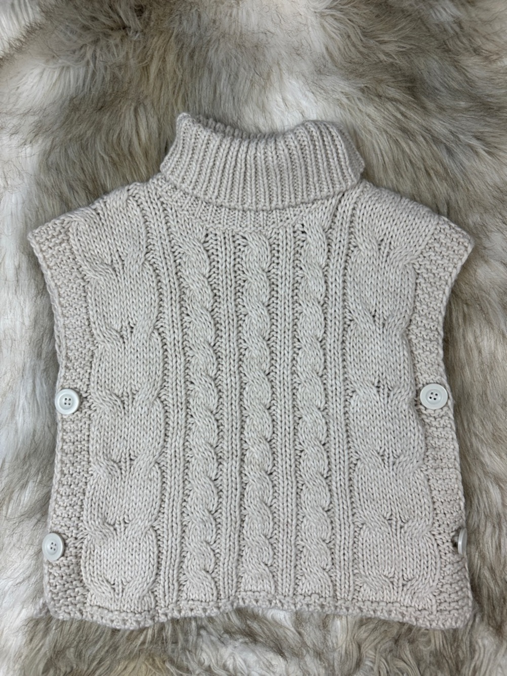 United Colors of Benetton Girls Sweater Size S Cream Chunky Knit Pullover